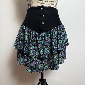 Fantasie Black and Blue Floral Mini Skirt